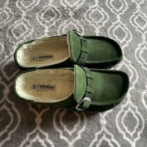 Birkenstock Forest Green Suede Mules
